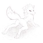 1:1 2014 3_toes absurd_res all_fours anthro anus bedroom_eyes biped breasts butt canid canine canis digital_drawing_(artwork) digital_media_(artwork) eyelashes feet female genitals hi_res looking_at_viewer looking_back looking_back_at_viewer mammal meraence narrowed_eyes nipples pawpads presenting presenting_hindquarters raised_tail rear_view rock seductive simple_background sketch small_breasts snout solo tail toes tongue tongue_out vulva white_background wolf