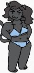  anthro bikini breasts bulge clothing domestic_cat felid feline felis gynomorph hair intersex mammal smile smirk solo swimwear tailwag thick_thighs 