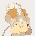 2025 absurd_res anthro biped black_sclera claws dislyte djangotheasteri felid hair hand_on_hip hi_res humanoid_hands javid_(dislyte) lilith_games lion male mammal muscular muscular_anthro muscular_male nipples pantherine red_eyes solo tied_hair