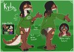  2018 3_toes 5_fingers absurd_res anthro big_breasts black_body black_claws black_eyes black_hair black_scales border bottomless bra breasts brown_body brown_scales claws clothed clothing english_text fangs felino female finger_claws fingers forked_tongue front_view green_background green_border green_clothing green_eyes green_sweater green_topwear grin hair heart_marking heel_claw hi_res kyla_(justthing_the_k) long_hair long_sleeves long_tail looking_ahead looking_at_viewer looking_back model_sheet multiple_angles open_mouth orange_body orange_scales orange_spots pattern_background purple_bra purple_eyes raised_arm rear_view reptile scales scalie simple_background smile snake solo spiral_eyes spots spotted_body spotted_scales striped_background sweater text toe_claws toes tongue topwear underwear white_body white_scales 