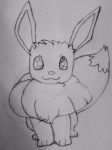  3:4 absurd_res ambiguous_gender big_ears big_tail eevee feral fluffy fluffy_tail furaffinity graphite_(artwork) hi_res j0w03l monochrome neckfluff nintendo paper paws pencil_(artwork) pok&eacute;mon pok&eacute;mon_(species) quadruped simple_background sketch smile solo standing traditional_media_(artwork) video_games white_background 