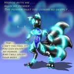  1:1 ambiguous_gender anthro canid canine clothing english_text fox hi_res how2101 hypnosis mammal mc mind_control rubber rubber_suit suit text transformation 