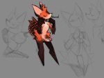  4:3 anthro big_ears big_tail canid canine featureless_feet feminine_pose fox genitals girly hi_res male mammal neck_tuft solo squiui tuft 