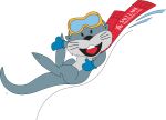  1998 2002_salt_lake_city_olympics 3_toes anthro big_feet blue_clothing blue_gloves blue_handwear buckteeth clothing dot_eyes eyewear eyewear_on_head feet gloves goggles goggles_on_head grey_body handwear hi_res long_tail lying male male_anthro mammal mustelid on_back open_mouth otter paralympics scarf sea_otter simple_eyes sliding steve_small_(artist) tail teeth toes tongue whiskers winter_gloves 