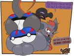 2026 angry anthro anthro_on_feral apache_(ner0_kobold) balls bestiality big_balls big_butt big_ears black_body black_markings black_nose black_skin blue_bottomwear blue_clothing blue_underwear blush bottomwear butt canid cheek_tuft clothed clothing color_coded color_coded_speech_bubble color_coded_text colored designer_clothes designer_underwear dialogue digital_drawing_(artwork) digital_media_(artwork) dominant dominant_anthro dominant_male duo ear_piercing ear_ring ears_back english_description english_text eyebrows facial_tuft fangs feral fur generation_5_pokemon generation_7_pokemon genital_raphe genitals great_ball grey_body grey_eyes grey_fur grey_skin hair heart_symbol hi_res huge_balls jewelry kerchief lizard long_tail looking_at_viewer looking_back looking_back_at_viewer male male/male male_anthro male_feral mammal markings motion_lines multicolored_body multicolored_bottomwear multicolored_clothing neck_tuft neckerchief necklace neckwear ner0_kobold nintendo on_top on_top_of_another one_ear_up onyx_(ner0_kobold) open_mouth orange_background perineal_raphe perineum piercing pivoted_ears pokeball pokemon pokemon_(species) presenting presenting_balls presenting_hindquarters pupils purple_eyes purple_sclera raphe raphe_(anatomy) rear_view red_body red_clothing red_eyelids red_fur red_markings red_neckwear reptile ring_piercing salandit scalie scrotal_raphe scrotum_flap signature simple_background slit_pupils smile smiling_at_viewer speech_bubble submissive submissive_feral submissive_male tail talking_to_another talking_to_viewer teeth text tongue tuft two_tone_body underwear watermark white_bottomwear white_clothing white_underwear wide_hipped_anthro wide_hipped_feral wide_hipped_male wide_hips yelling yelling_at_another zorua