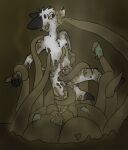  2022 animal_genitalia animal_penis anthro black_body black_ears black_fur bodily_fluids boundtobemessy canid canine canine_genitalia canine_penis canis clothing cum cum_on_tentacle duo ears_back erection feces feces_everywhere feces_in_mouth feces_on_body feces_on_foot feces_on_hand feces_on_penis forced fox fur genital_fluids genitals half-closed_eyes latrine looking_up male mammal narrowed_eyes penis pivoted_ears restrained restrained_by_tentacles sex side_view tentacle_creature tentacle_sex tentacles torn_clothing white_body white_fur 