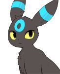 2026 ambiguous_gender bioluminescence black_eyes blue_body digital_media_(artwork) eeveelution feral fluffy fur generation_2_pokemon glowing grey_body grey_fur hi_res inukami_hikari long_ears looking_at_viewer nintendo pokemon pokemon_(species) portrait shiny_pokemon simple_background solo umbreon white_background yellow_sclera