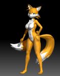  3d_(artwork) anthro blue_eyes breasts canid canine chest_tuft cowlick crossgender digital_media_(artwork) female fox fur genitals hair hi_res kiler_artist laservega looking_at_viewer mammal miles_prower multi_tail multicolored_body multicolored_fur nude orange_body orange_fur pussy simple_background smiling_at_viewer solo sonic_the_hedgehog_(series) tuft white_body white_fur 