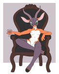  :3 alcohol antelope anthro armchair autumndeer beverage border bovid breasts chair clothing cloven_hooves crossed_legs eyelashes female front_view full-length_portrait furniture gazelle genitals gimp_mask green_eyes holding_beverage holding_glass holding_object holding_wine_glass hooves horn legwear looking_at_viewer mammal mask mostly_nude on_chair pinup portrait pose pussy raised_leg reclining simple_background sitting small_waist solo stockings white_border wine wine_glass 