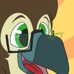  1:1 2d_animation accipitrid accipitriform animated anthro antoreakk avian beak bird eagle eyewear get_stickbugged_lol glasses green_eyes male meme philippine_eagle short_playtime smile solo stickbug tongue 