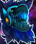 2019 absurd_res ambiguous_gender anthro artist_naahva chest_tuft digital_media_(artwork) english_text galaxy headphones headshot_portrait hi_res machine mane mouth_shot naahva open_mouth portrait protogen solo text tongue tuft tufted_ears universe 