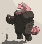  2017 anthro barazoku belly bewear black_body black_fur fur gadoran kemono male mammal nintendo paws pink_body pink_fur pok&eacute;mon pok&eacute;mon_(species) simple_background solo_focus video_games 