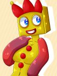  anthro blue_eyes breasts clothing female headgear headwear jazzzeh51 not_furry numberblocks red_arms small_breasts smile solo three_(numberblocks) yellow_body 