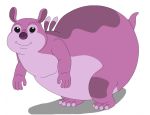  2020 4_fingers 4_toes alien back_markings back_spines cannonball_(lilo_and_stitch) claws disney experiment_(lilo_and_stitch) fingers flat_colors leg_markings lilo_and_stitch looking_at_viewer male markings mcsaurus multicolored_body overweight purple_body purple_inner_ear purple_nose semi-anthro simple_background small_ears smile solo toe_claws toes white_background 