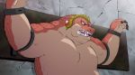  2010 anthro belly bodily_fluids crocodile crocodilian crocodylid crocodyne detailed_background dragon_quest gadoran humanoid_hands male overweight red_body reptile scalie solo square_enix sweat video_games 