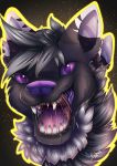  2019 absurd_res ambiguous_gender artist_naahva digital_media_(artwork) feral headshot_portrait hi_res looking_at_viewer mane mouth_shot naahva open_mouth portrait purple_eyes solo teeth tongue 