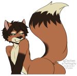  2020 alpha_channel anthro brown_body brown_fur canid canine digital_media_(artwork) fox fur green_eyes hi_res kittydee male mammal simple_background smile solo transparent_background 