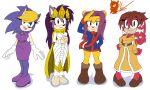  absurd_res archie_comics bernadette_hedgehog blonde_hair blue_body blue_eyes blue_fur clothed clothing eyelashes female fur gloves group hair handwear hi_res isabella_mongoose lara-le meyk purple_body purple_fur purple_hair queen_aleena_hedgehog red_body red_fur sega simple_background sonic_the_hedgehog_(archie) sonic_the_hedgehog_(comics) sonic_the_hedgehog_(series) sonic_underground standing white_background yellow_body yellow_fur 