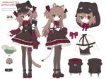  1girl animal_ears animal_hat animal_hood ankle_strap arm_strap arm_warmers artist_name bare_shoulders black_dress black_pantyhose black_shoes bow bowtie brown_hair cat cat_ears cat_girl cat_hair_ornament cat_hat cat_tail checkered_bow checkered_bowtie checkered_clothes chinese_commentary closed_mouth commentary_request cookie cropped_jacket dddeucediebu demon_tail detached_sleeves dress evil_neuro-sama food frilled_dress frills hair_between_eyes hair_intakes hair_ornament hair_ribbon hat hat_ornament highres hood hood_up hooded_jacket jacket jitome layered_dress long_hair long_sleeves mary_janes multiple_views pantyhose red_bow red_bowtie red_eyes reference_sheet ribbon shoes simple_background skull_hair_ornament sleeveless sleeveless_dress smile standing striped_arm_warmers tail thigh_strap turtle two_side_up vedal987 vedal_ai virtual_youtuber white_background wing_hair_ornament 