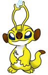  absurd_res alien antennae_(anatomy) blue_eyes brown_inner_ear brown_nose disney edimay experiment_(lilo_and_stitch) fingers fur hi_res lilo_and_stitch long_tail male male_(lore) semi-anthro smile sparky_(lilo_and_stitch) standing toes white_body white_fur 