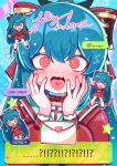  !? 1girl @_@ absurdres bianca_(black_survival) black_choker black_survival blue_hair blush bow bow_choker bowtie character_name choker commentary_request cutout_eyelashes double-parted_bangs english_commentary english_text envelope eternal_return:_black_survival eyes_visible_through_hair fang film_grain frilled_choker frilled_sleeves frills hair_between_eyes hair_bow halftone hands_on_own_cheeks hands_on_own_face hands_up heart heart-shaped_mouth heart_background heart_in_mouth highres koi_wa_itsumo korean_commentary long_hair long_sleeves looking_at_viewer mixed-language_commentary mixed-language_text nail_polish nose_blush open_mouth outline puffy_long_sleeves puffy_sleeves raised_inner_eyebrows red_bow red_bowtie red_choker red_eyes red_nails red_sailor_collar red_shirt sailor_collar shirt skin_fang solo sparkle speech_bubble straight-on sweat tongue translation_request two-tone_choker upper_body white_outline wide-eyed 