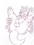  animal_skin anthro balls butt claws digimon digimon_(species) eyelashes feet fingers gabumon genitals horn humanoid_genitalia humanoid_penis male marc_leonhardt paws penis reptile scalie sharp_teeth solo teeth toe_claws toes tongue 