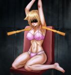  1girl arms_up backscratcher bdsm bikini blindfold blonde_hair blush bondage bound bra breasts covered_eyes covered_nipples highres large_breasts midriff navel non-web_source panties pink_bra pink_panties poking restrained seikon_no_qwaser short_hair sweat sweaty_armpits swimsuit teasing teresa_beria thick_thighs thighs tickle_torture tickling tickling_armpits underwear underwear_only very_sweaty 