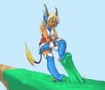  absolute_territory anthro blonde_hair boots breasts brown_body brown_fur clothed clothing cosplay female footwear freedom_planet freedom_planet_2 fur gloves gluepaw hair handwear nintendo pok&eacute;mon pok&eacute;mon_(species) raichu sash_lilac solo video_games 