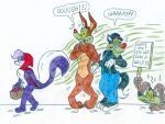 2011 3_toes 4_fingers animaniacs anthro asphyxiation barefoot basket belly bent_ears big_tail biped black_body black_fur black_nose blue_clothing blue_overalls blue_sclera bowler_hat brown_body brown_fur canid canine canis cape casual_nudity cheek_tuft chest_tuft chin_tuft choking claws clothed clothing colored colored_sketch container coyote curling curvy_figure dialogue dipstick_tail disgust disgusted_expression disgusted_face english_text eyewear facial_tuft fairy_tales feet female fifi_la_fume fingers flat_chested fluffy fluffy_tail fur glasses gloves googly_eyes graphite_(artwork) group half-closed_eyes handwear hat headgear headwear holding_basket holding_container holding_object holding_sign jose-ramiro little_red_riding_hood little_red_riding_hood_(copyright) looney_tunes lying male mammal markings mephitid multicolored_body multicolored_fur narrowed_eyes nipples nude on_front open_mouth overalls paws pecs pink_nipples plantigrade purple_body purple_fur raised_heel raised_tail ralph_e._wolf red_cape red_clothing red_hood red_nose sign simple_background sketch skunk smelly smile speech_bubble spiral spiral_eyes standing_on_toes stink_fumes stink_lines tail tail_markings tan_belly tan_body tan_fur tan_inner_ear text tiny_toon_adventures tiptoes toe_claws toes toony topless topless_anthro topless_male traditional_media_(artwork) tuft two_tone_body two_tone_feet two_tone_fur walking_away walter_wolf warner_brothers white_background white_belly white_body white_clothing white_fur white_gloves white_handwear white_inner_ear white_sclera white_tail_tip wide_eyed wide_hips wile_e._coyote wolf yellow_sclera