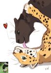  &lt;3 2020 ambiguous_gender digital_media_(artwork) duo felid feline feral flashlioness green_eyes leopard licking mammal pantherine smile tongue tongue_out 