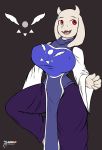  2020 absurd_res anthro arashidrgn big_breasts boss_monster bovid breasts caprine clothed clothing deltarune female fur goat hi_res long_ears mammal open_mouth solo toriel undertale video_games white_body white_fur 