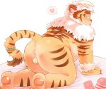  &lt;3 2020 all_fours anthro anus balls belly blue_eyes blush bodily_fluids butt condom cum cum_on_anus felid genital_fluids genitals hombretigre kemono male mammal overweight overweight_anthro overweight_male pantherine sex_toy sexual_barrier_device solo tiger tokyo_afterschool_summoners tongue tongue_out video_games xttttd 