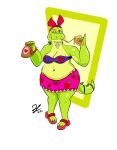  absurd_res anthro belly belly_markings bottomwear breasts chubby_female clothing female food fruit henrytoons hi_res iaana_the_iguana iguanid lizard markings mature_female navel non-mammal_breasts plant reptile scalie skirt slightly_chubby solo strawberry thick_thighs topwear wide_hips 