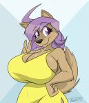  anthro breasts canid canine canis cleavage clothed clothing dress female feonna_starglaze hair hi_res mammal smile solo tabykat wolf 