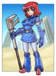 1girl breasts brown_eyes brown_hair closed_mouth commentary dress earrings full_body gloves gun highres jewelry kaze_no_tani_no_nausicaa looking_at_viewer nausicaa oomasa_teikoku short_hair smile solo weapon 