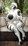  absurd_res anthro big_breasts breasts equid equine female hi_res huge_breasts mammal pillow smile solo tabykat tree zebra 