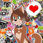  &lt;3 1:1 anthro asurakitsune blue_eyes brown_body brown_fur canid canine canis collar domestic_dog family_guy female fur herding_dog human mammal pastoral_dog piercing sagezilla solo speech_bubble stewie_griffin telegram_stickers welsh_corgi 