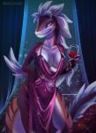  2020 5_fingers absurd_res anthro breasts clothed clothing digital_media_(artwork) dinosaur dromaeosaurid eri-yo female fingers hi_res huge_filesize non-mammal_breasts reptile scalie smile solo standing text theropod url 