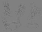  4:3 anthro apron arctic_fox bikini bovid canid canine caprine clothed clothing cooking dawn_bellwether disney ear_markings eyewear facial_markings female food fox fur grill head_markings holding_food holding_object inner_tube jack_savage judy_hopps kneeling lagomorph leporid male mammal markings midriff monochrome nick_wilde pawpsicle popsicle rabbit reclining red_fox sheep sketch_page skye_(zootopia) standing sunglasses swimming_trunks swimwear tggeko topless water water_gun zootopia 