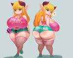  &lt;3 big_breasts big_butt breasts butt clothing demon ear_piercing ear_ring female fladdykin hi_res horn horned_humanoid huge_breasts huge_butt humanoid humanoid_pointy_ears legwear looking_at_viewer looking_back not_furry piercing short_stack solo thigh_highs wide_hips 