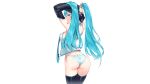  aqua_eyes aqua_hair ass hatsune_miku long_hair mhk_(mechamania) panties shirt striped_panties thighhighs tie twintails underwear vocaloid 