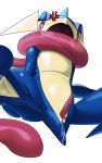  10:16 absurd_res angry blue_body blue_skin blush bodily_fluids cross-popping_vein cum cum_in_ass cum_inside erection genital_fluids genitals greninja hi_res katahane3 looking_at_viewer male nintendo penis pok&eacute;mon pok&eacute;mon_(species) semi-anthro simple_background solo tapering_penis vein video_games white_background 