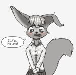  anthro clothing female flat_chested lstvz mammal monochrome rodent sciurid simple_background solo speech_bubble tama-tama young 
