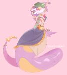  2026 accessory anthro apode breasts clothed clothing draconcopode dress ekans facial_markings female furgonomics gardevoir generation_1_pokemon generation_3_pokemon gold_(metal) gold_jewelry gold_necklace green_body green_hair hair head_markings hi_res hybrid jewelry lamia legless living_hair markings necklace nintendo off_shoulder pink_background pokemon pokemon_(species) pseudo_hair purple_body rattle_(anatomy) red_eyes reptile scalie serpentine shgrcube simple_background small_breasts snake snake_hair solo split_form tail tail_accessory tail_jewelry white_body yellow_sclera 