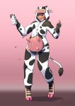  2020 5_fingers absurd_res anthro billie_corneja clothing costume domestic_pig female fingers furry_wearing_fursuit fursuit growth hair hi_res mammal milk moomaid on_one_leg pink_hair simple_background solo standing suid suina surprise sus_(pig) teats transformation udder_growth udders 