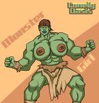  2025 5_fingers abs abstract_background ankle_wraps areola arms_bent artist_name barbell_piercing big_areola big_breasts big_muscles big_nipples biped black_eyes blue_lips bottomwear breasts brown_text camel_toe character_name clothed clothing collarbone colored_fingernails colored_nails crossgender dark_hair digital_drawing_(artwork) digital_media_(artwork) eyelashes female fingernails fingers fist front_view green_body green_breasts green_ears green_fingernails green_nails green_nose green_skin hair huge_areola humanoid humanoid_pointy_ears image_comics invincible_(image_comics) iris light_areola light_body light_nipples light_skin lips loincloth lonelyoasis looking_at_viewer monotone_hair monster_girl_(invincible) mouth_closed mtf_crossgender multicolored_bottomwear multicolored_clothing multicolored_loincloth muscular muscular_arms muscular_female muscular_humanoid muscular_legs nails nipple_piercing nipples no_pupils not_furry orc piercing pink_areola pink_nipples pointy_ears ponytail portrait pose puffy_areola puffy_nipples short_hair solo standing tan_text text thick_lips thick_neck three-quarter_portrait topless topless_female topless_humanoid two_tone_bottomwear two_tone_clothing two_tone_loincloth wraps wrist_wraps yellow_sclera 