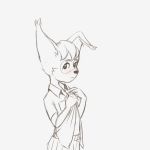  1:1 anthro clothing female flat_chested halfbody hi_res lstvz mammal monochrome rodent sciurid shirt simple_background sketch solo tama-tama topwear young 