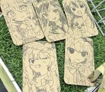  5girls :p ascot blush bow bowtie braid branch collared_shirt commentary_request dress fang flower frilled_wrist_cuffs frills grin hair_bow hair_flower hair_ornament hat hat_bow holding holding_branch houraisan_kaguya jeweled_branch_of_hourai kazami_yuuka kijin_seija kirisame_marisa long_sleeves looking_at_viewer medium_hair mob_cap multiple_girls one_eye_closed photo_(medium) plaid_clothes plaid_vest remilia_scarlet shirt side_braid single_braid skin_fang small_horns smile tamagogayu1998 tongue tongue_out touhou traditional_media vest witch_hat wrist_cuffs 