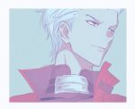  1boy archer_(fate) archer_(honkai:_star_rail)_(fate) border closed_mouth fate/stay_night fate_(series) high_collar highres honkai:_star_rail honkai_(series) light_smile looking_ahead male_focus portrait shiba_xie18 short_hair solo white_hair 