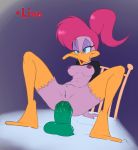  anal anal_masturbation anal_penetration anatid anseriform anthro avian bed billboi bird blue_eyes breasts clothed clothing clothing_lift crab_walk dildo dildo_in_ass dildo_penetration duck eyelashes female furniture genitals hair hi_res livestream looking_pleasured lube margot_mallard masturbation nipples non-mammal_breasts open_mouth penetration pink_hair pussy recording sex_toy sex_toy_in_ass sex_toy_penetration shirt shirt_lift solo tiny_toon_adventures topwear toying_self warner_brothers 